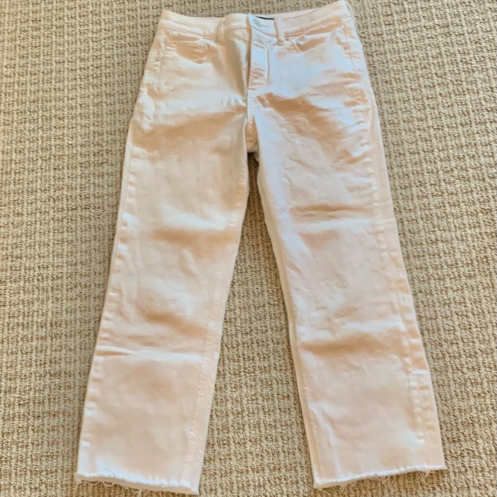 Express White Straight Crop High-Rise Jeans for Women - Size 2